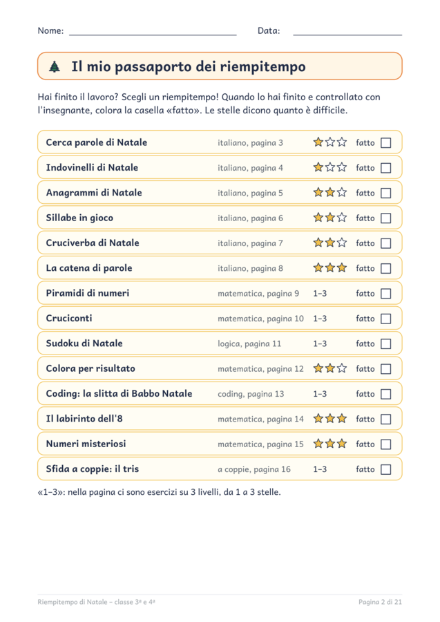 Riempitempo di Natale classe terza e quarta: 14 giochi