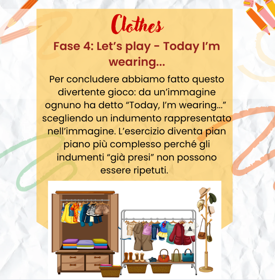 Clothes - vocaboli ed esercizi classe terza