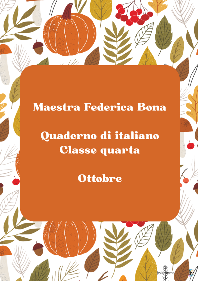 Quaderno italiano classe quarta OTTOBRE