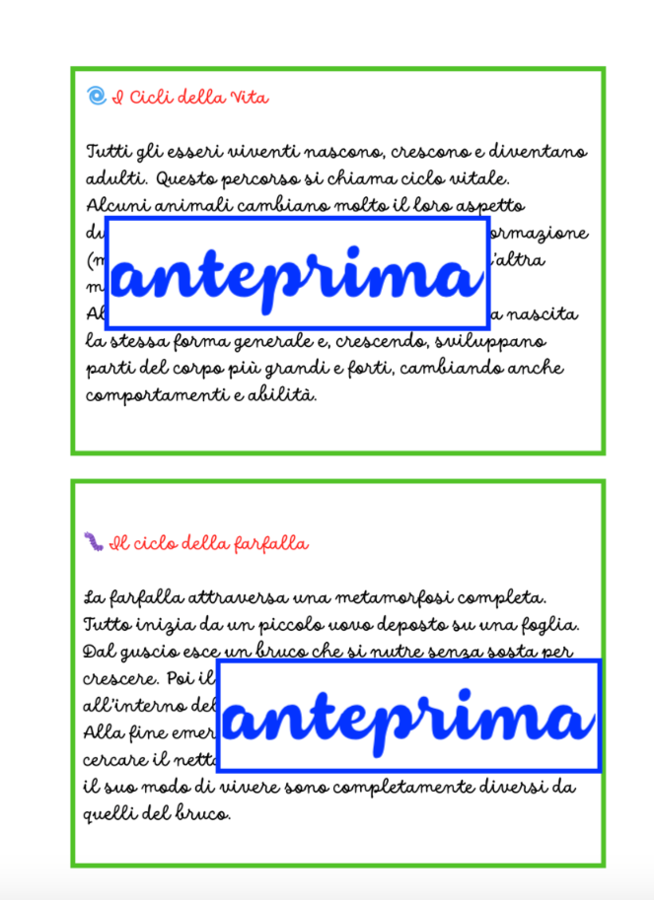 I cicli della vita-4 cicli vitali da leggere, osservare e ricostruire-classi 1-3