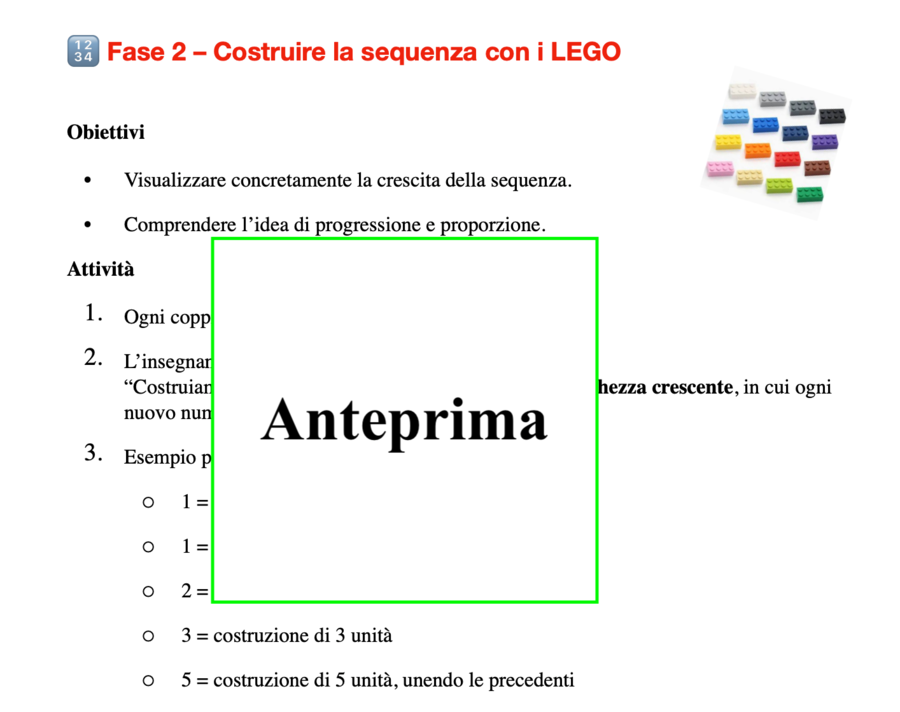 Alla scoperta di Fibonacci con i mattoncini LEGO- percorso per le classi 3-4-5