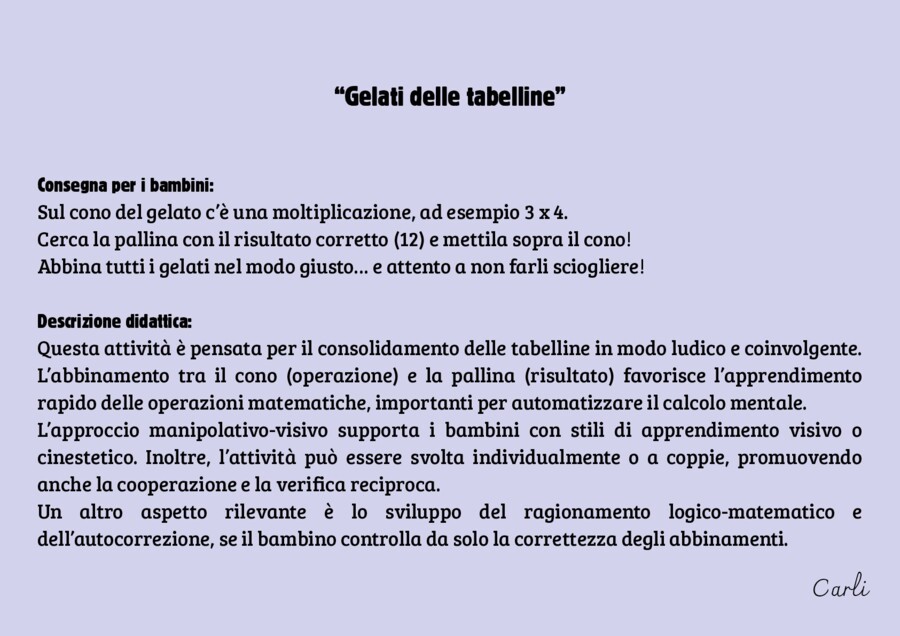 "I Gelati delle Tabelline"
