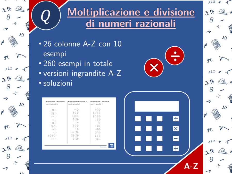 Moltiplicazione e divisione di numeri razionali | matematica | 26 colonne