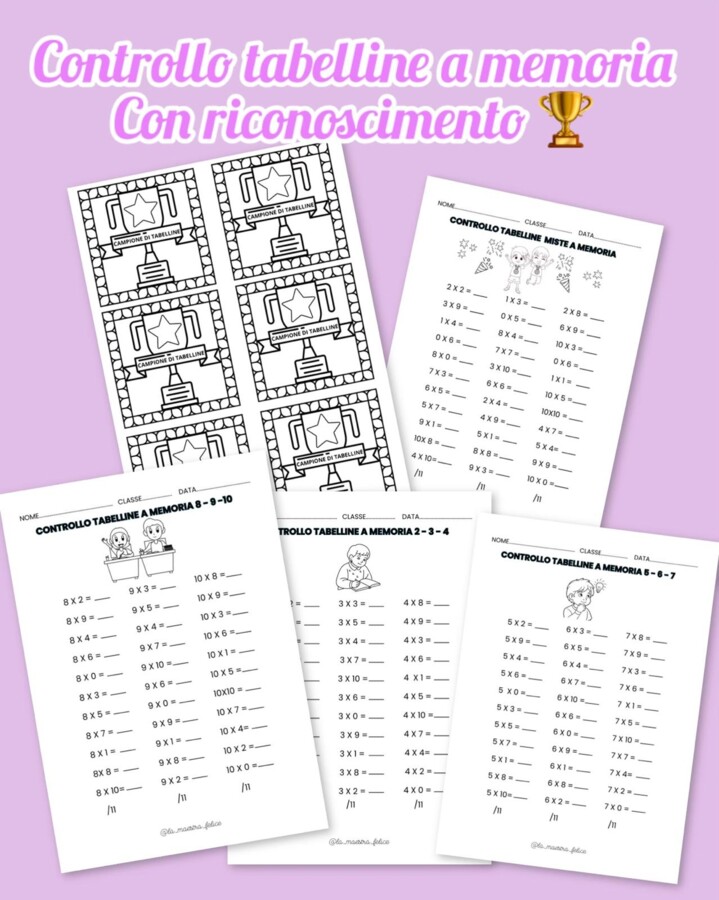 CONTROLLO TABELLINE A MEMORIA con riconoscimento finale