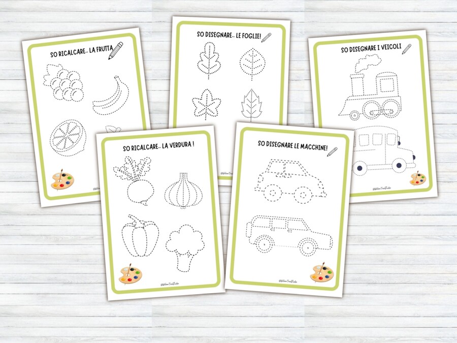 60 Schede di Pregrafismo e Tratteggio per Scuola Infanzia e Prima Elementare | Attività di Motricità Fine, Controllo della Matita e Disegni da Colorare | Prerequisiti Scrittura (PDF Stampabile No Prep)