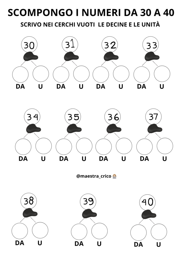 COMPOSIZIONE E SCOMPOSIZIONE DEI NUMERI DA 20 A 100