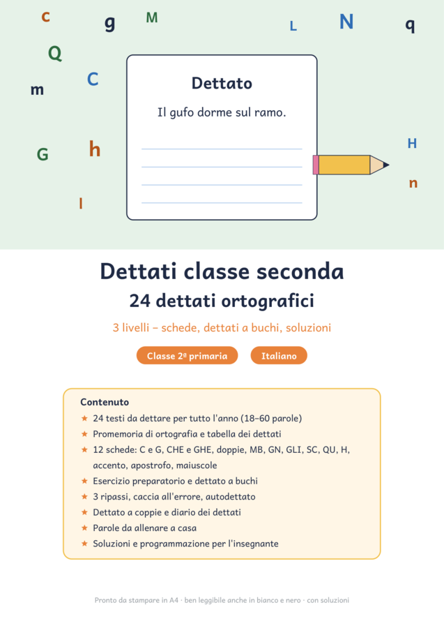 Dettati classe seconda elementare: 24 dettati ortografici