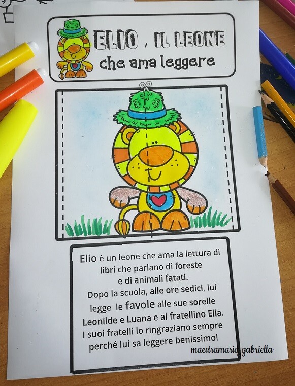 Elio il leone che ama leggere ;prime letture e comprensioni