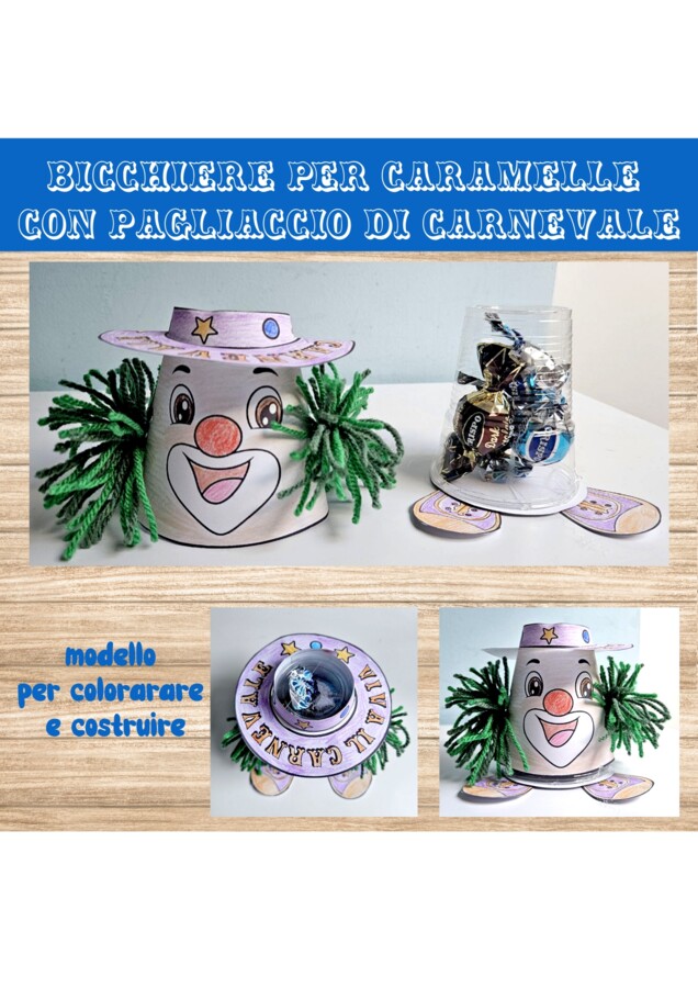 Bicchiere per caramelle con pagliaccio di carnevale