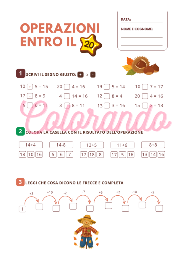 La Matematica e l'Autunno: Schede Operative entro il 20 per la Scuola Primaria