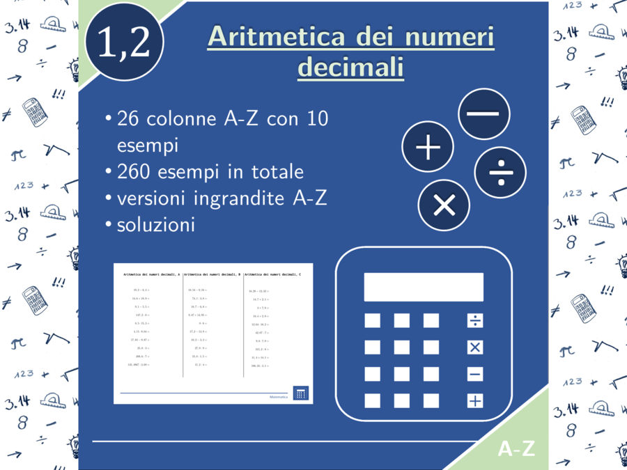 Aritmetica dei numeri decimali | matematica | 26 colonne
