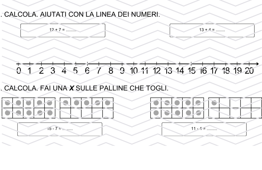 Verifica di matematica (addizioni e sottrazioni) - classe prima