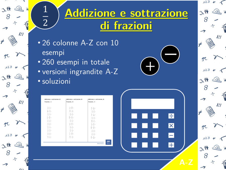 Addizione e sottrazione di frazioni | matematica | 26 colonne