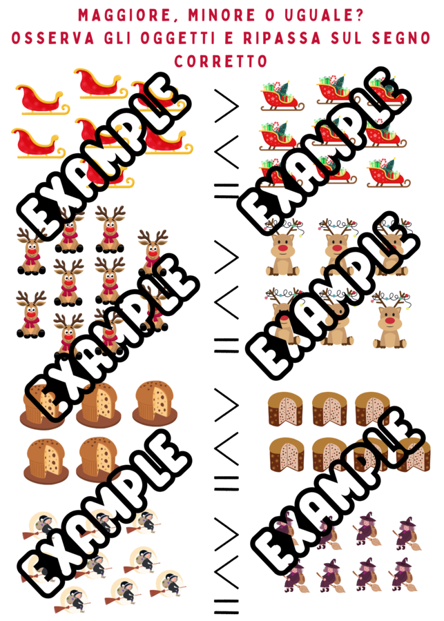 MATEMATICA IN 2 SCHEDE (MAGGIORE/MINORE - CRESCENTE/DECRESCENTE)
