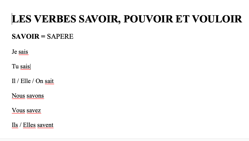Séance didactique verbi modali francesi Savoir, Vouloir, Pouvoir