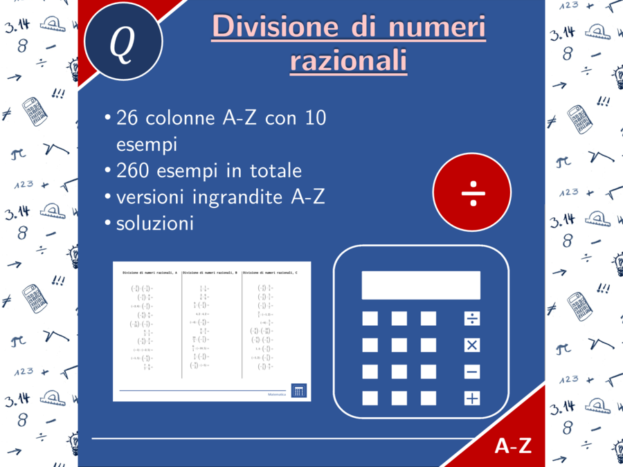 Divisione di numeri razionali | matematica | 26 colonne