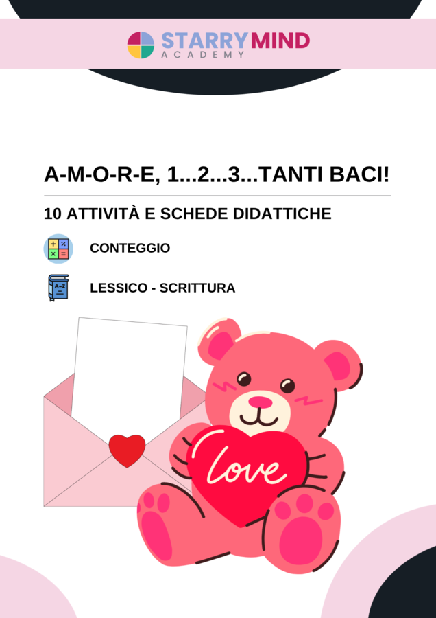 10 Schede di Scrittura, Comprensione e Conteggio sull'Amore