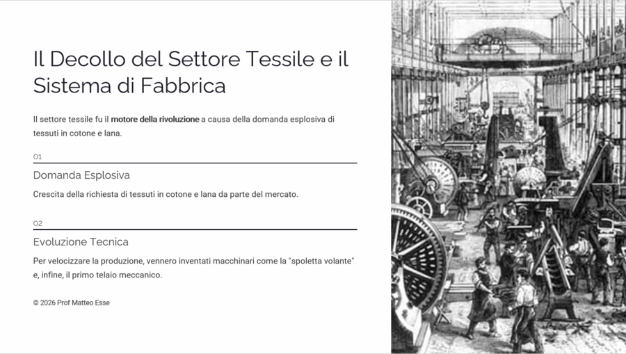 La Prima Rivoluzione Industriale: Unità Didattica Completa (Slide + Verifica + Soluzioni)