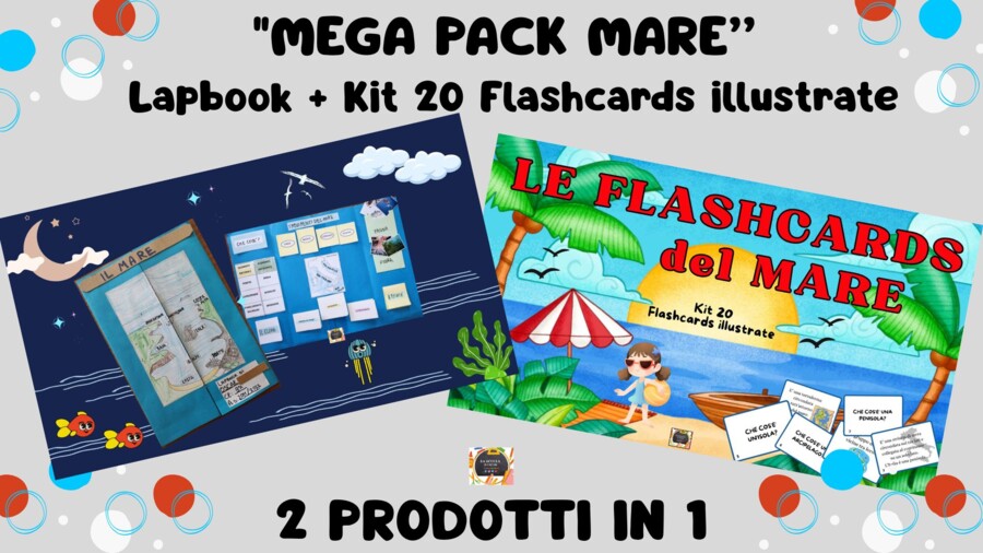 MEGA PACK IL MARE: Lapbook Interattivo + Kit 20 Flashcards Illustrate