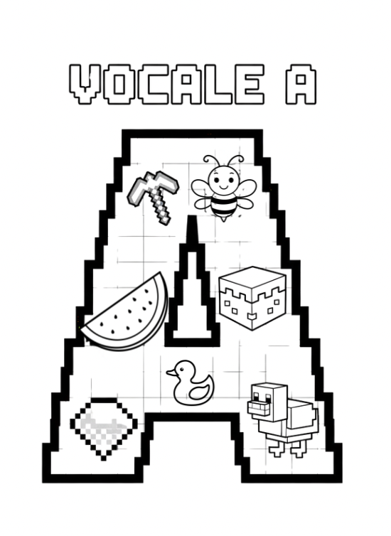 Le vocali, stile Minecraft (9 pg.)