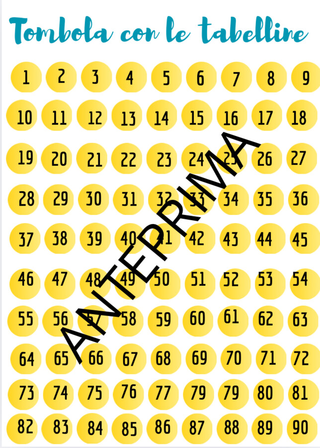 Tombola con le tabelline 2025