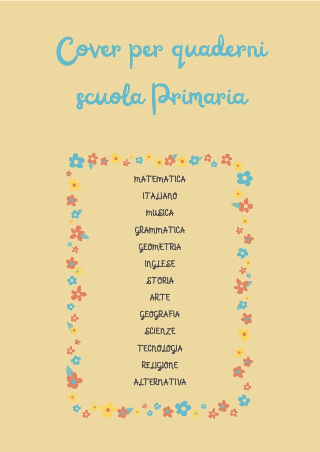 13 COVER PRONTE DA STAMPARE PER LE DISCIPLINE DELLA SCUOLA PRIMARIA