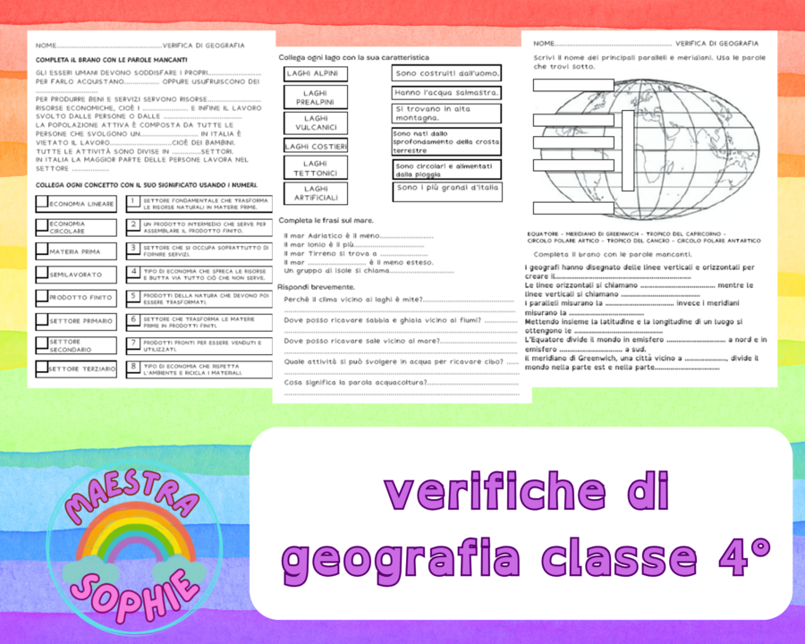 VERIFICHE DI GEOGRAFIA - CLASSE QUARTA