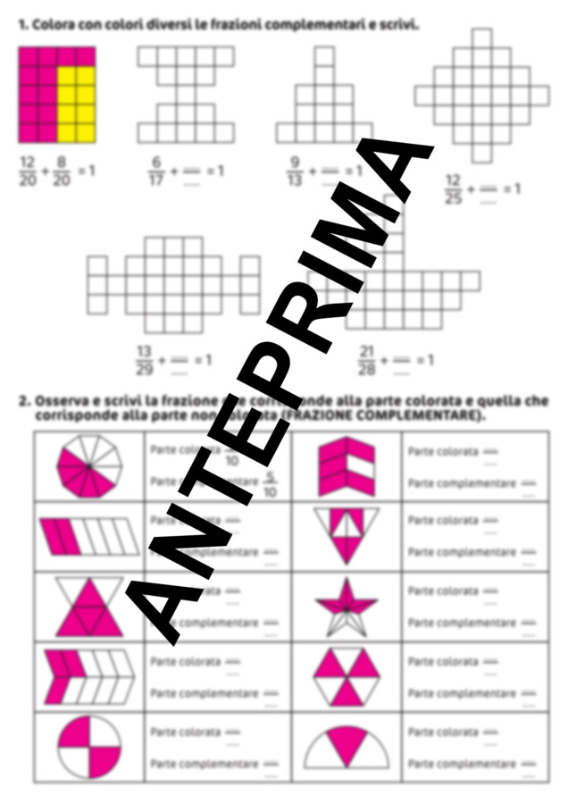 SCHEDE ESERCIZI FRAZIONI COMPLEMENTARI