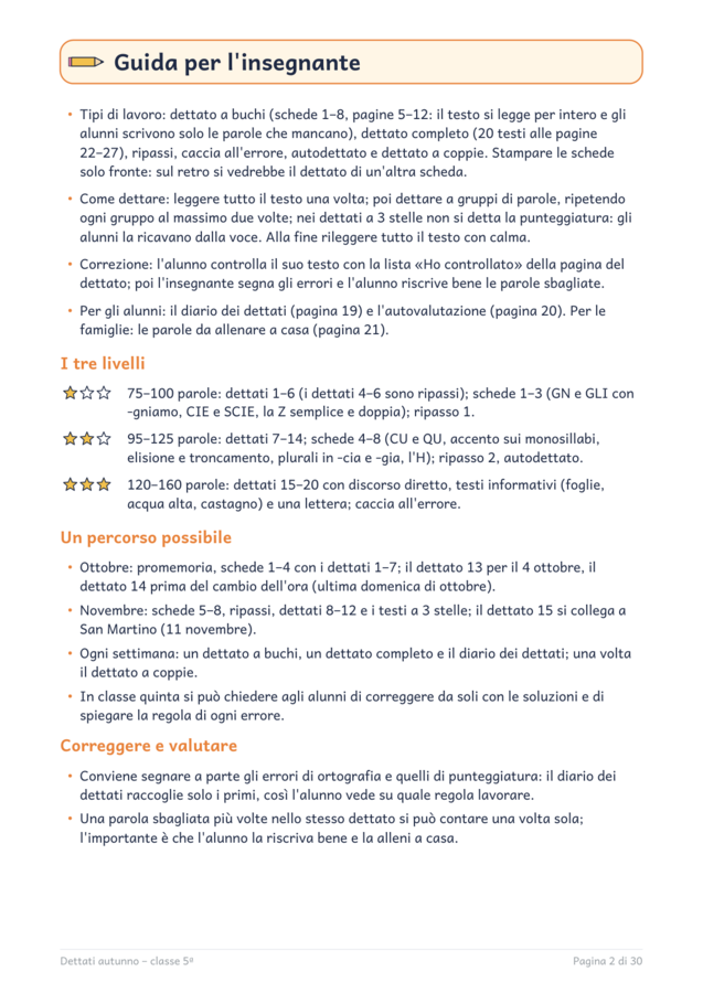 Dettati autunno classe quinta: 20 dettati