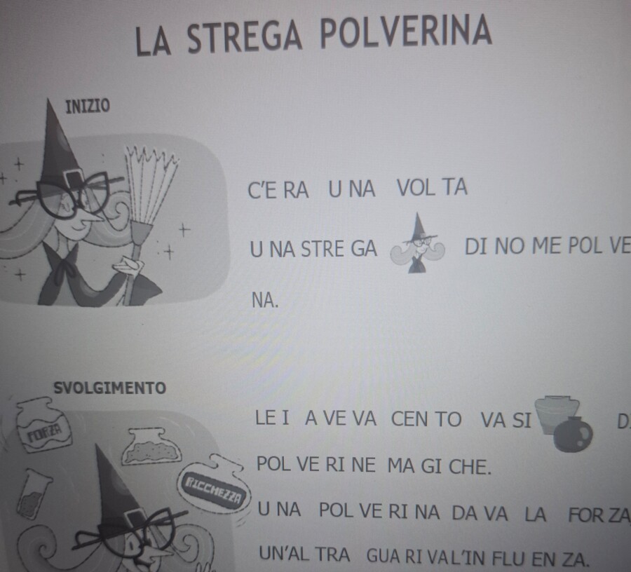 Lettura con comprensione del testo facilitato "La strega Polverina"