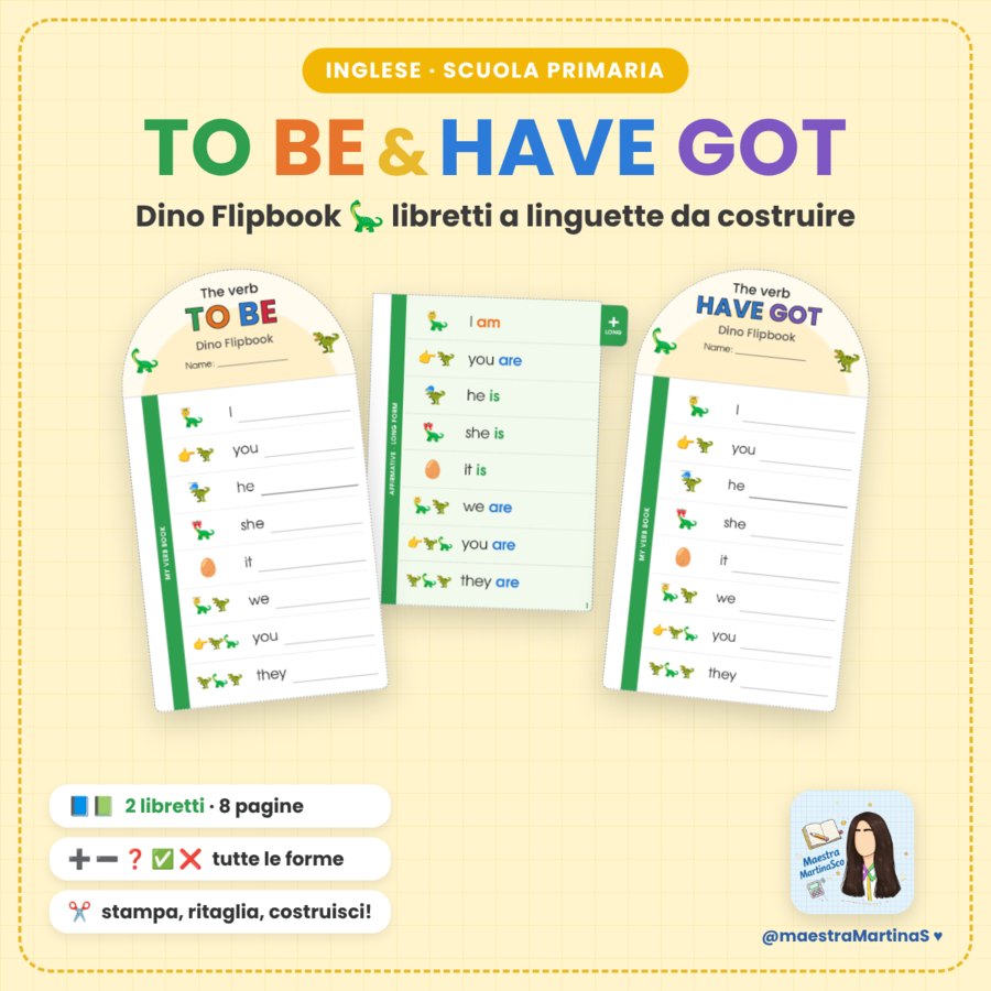 Verbi TO BE e HAVE GOT – Dino Flipbook | Inglese primaria