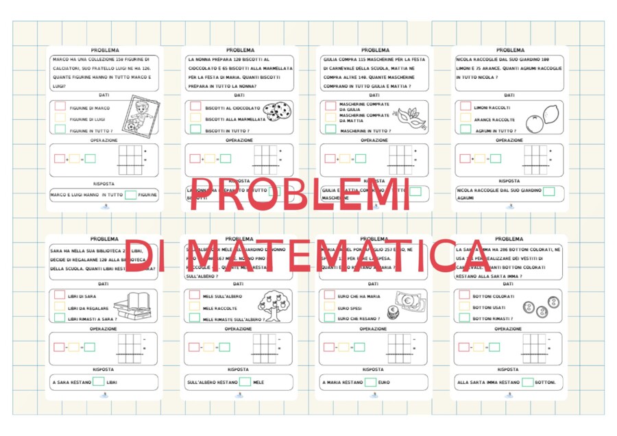 MATEMATICA: PROBLEMI CON ADDIZIONI E SOTTRAZIONI