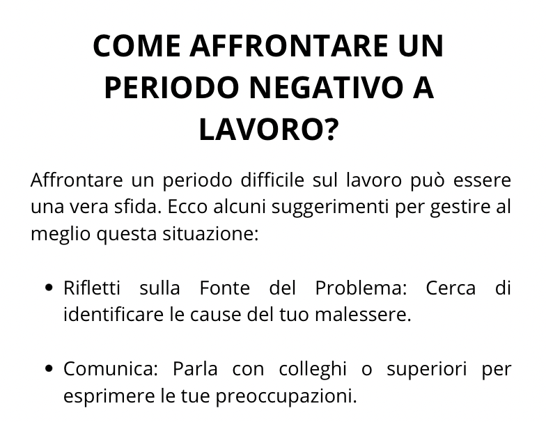 COME AFFRONTARE UN PERIODO NEGATIVO A LAVORO?