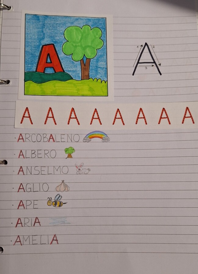 lettere stampatello maiuscolo classe 1a per lavoro sul quaderno