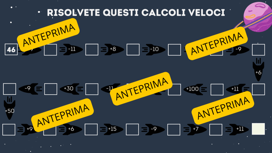 CALCOLI VELOCI TEMA SPAZIO