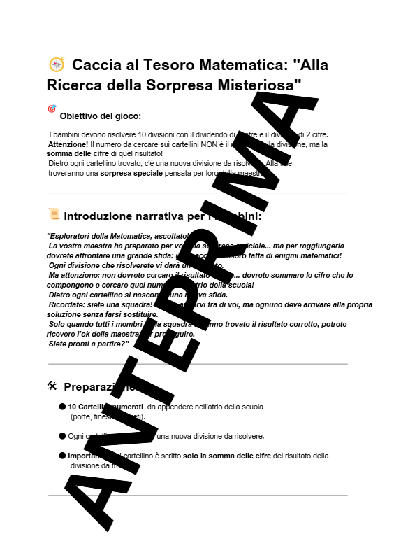 CACCIA AL TESORO CON LE DIVISIONI