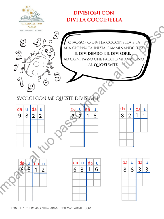 Divi la Coccinella divisioni con due cifre al divisore