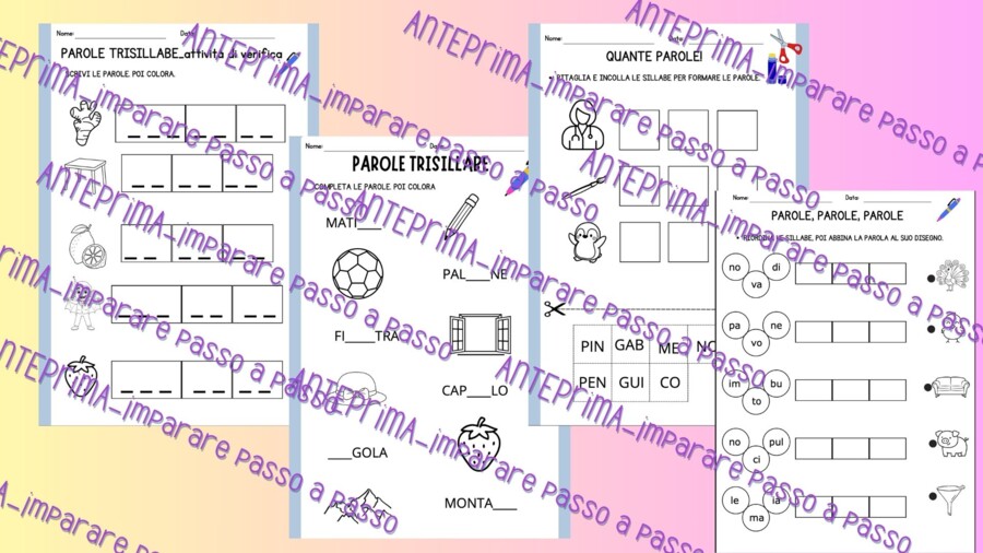 Parole trisillabe: libricino di letto-scrittura