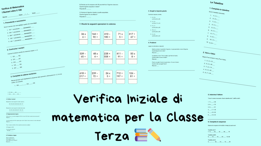 Verifica Iniziale di matematica per la Classe Terza 📚✏️