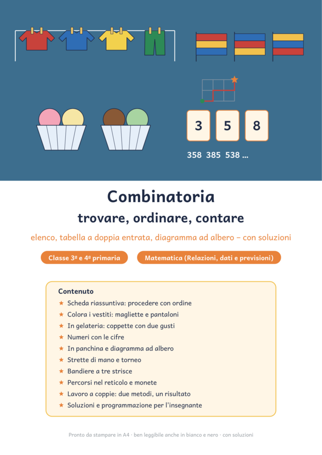Combinatoria 3ª e 4ª: tabella a doppia entrata e diagramma ad albero