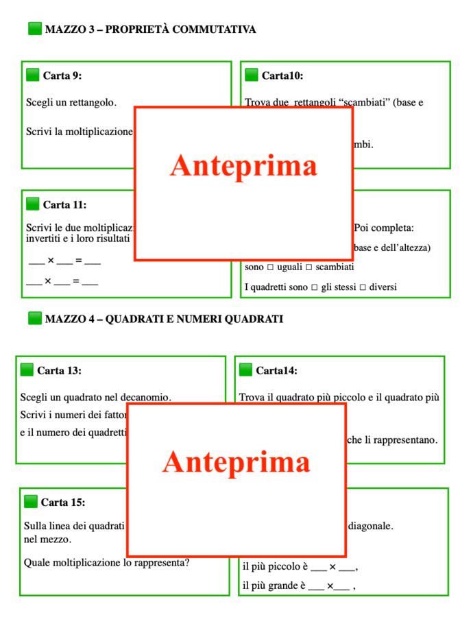 Decanomio: Tabelline geometriche visive e manipolative con griglie stampabili, carte attività e guida insegnanti