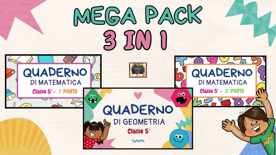 MEGA PACK QUADERNI DI MATEMATICA V + GEOMETRIA V - Manoscritto di teoria semplice + tanti esercizi svolti -