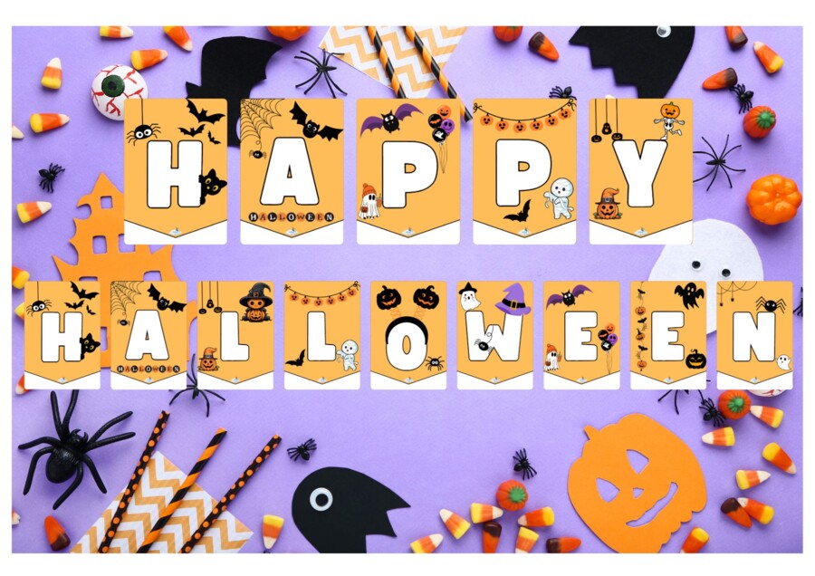 BANDIERINE CON LA SCRITTA : HAPPY HALLOWEEN