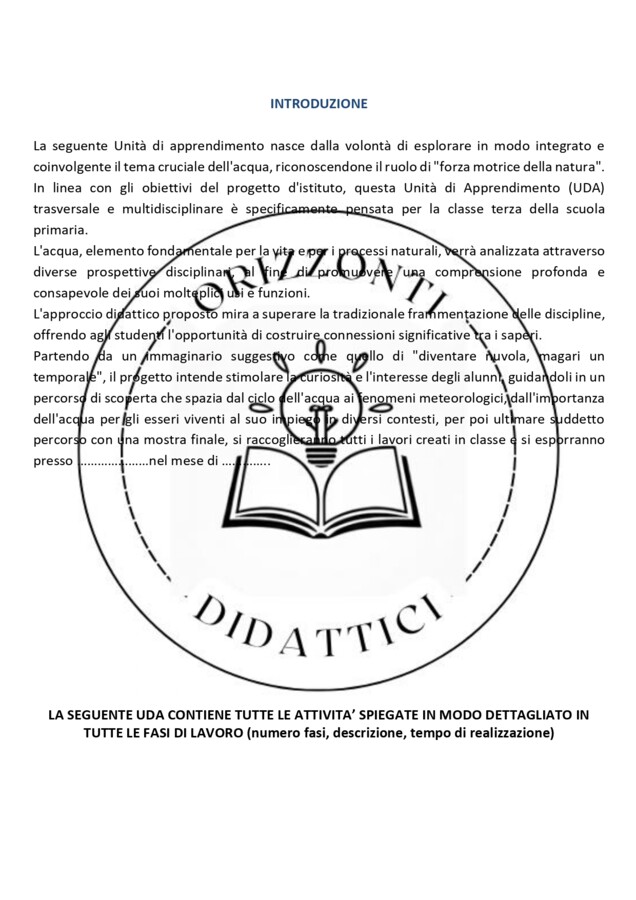 Acqua, fonte di vita, scoperta e rispetto!