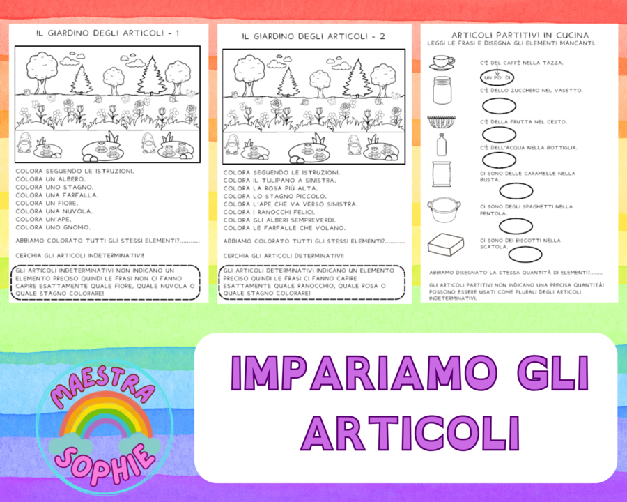 IMPARIAMO GLI ARTICOLI DETERMINATIVI - INDETERMINATIVI - PARTITIVI
