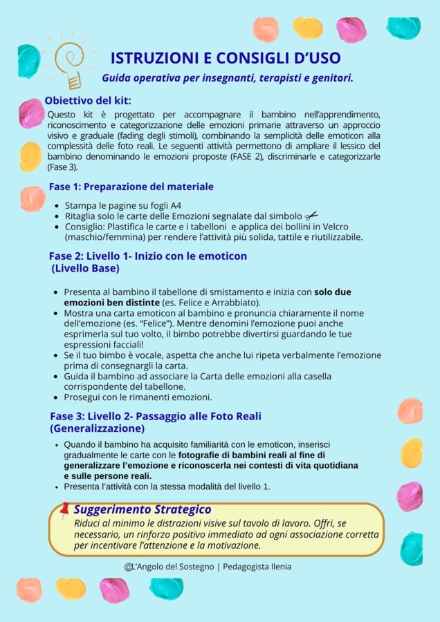 Discriminazione delle emozioni- kit di smistamento e categorizzazione visiva.