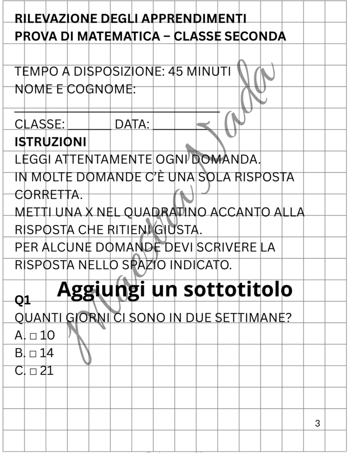 Invalsi matematica classe seconda primaria kit completo 4 prove con correzioni