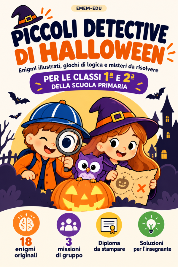 Piccoli Detective di Halloween 🎃 | 18 enigmi logici + 3 missioni di gruppo