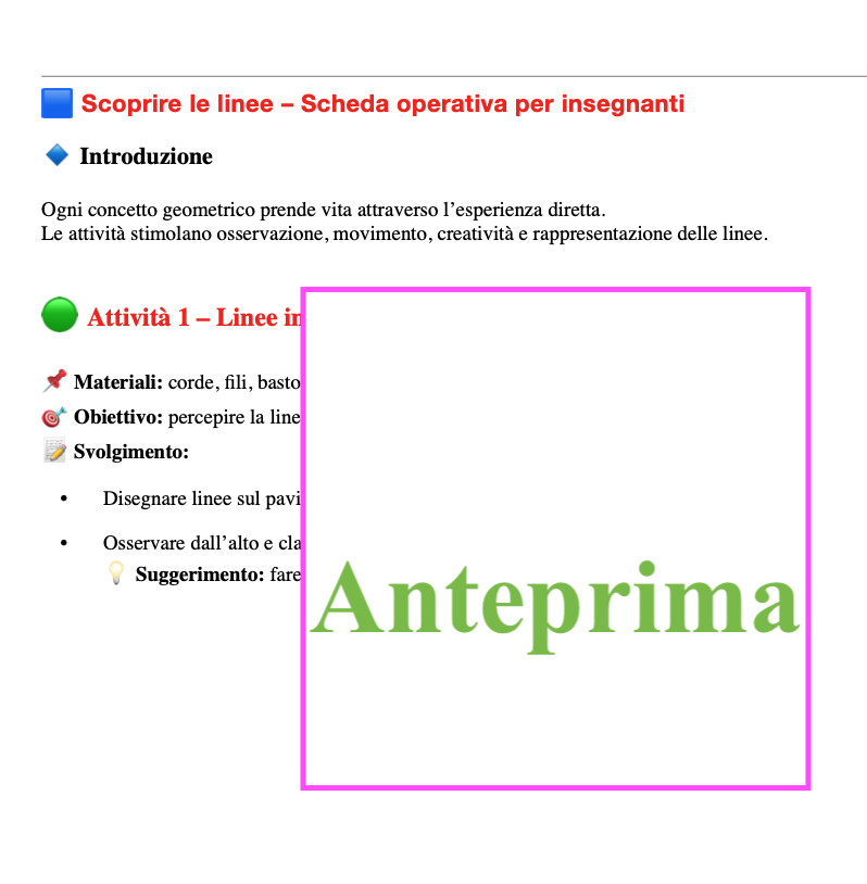La linea; percorsi di osservazione, scoperta e classificazione