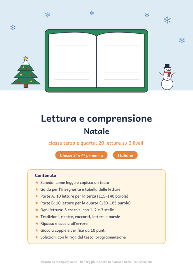 Lettura e comprensione Natale classe terza e quarta
